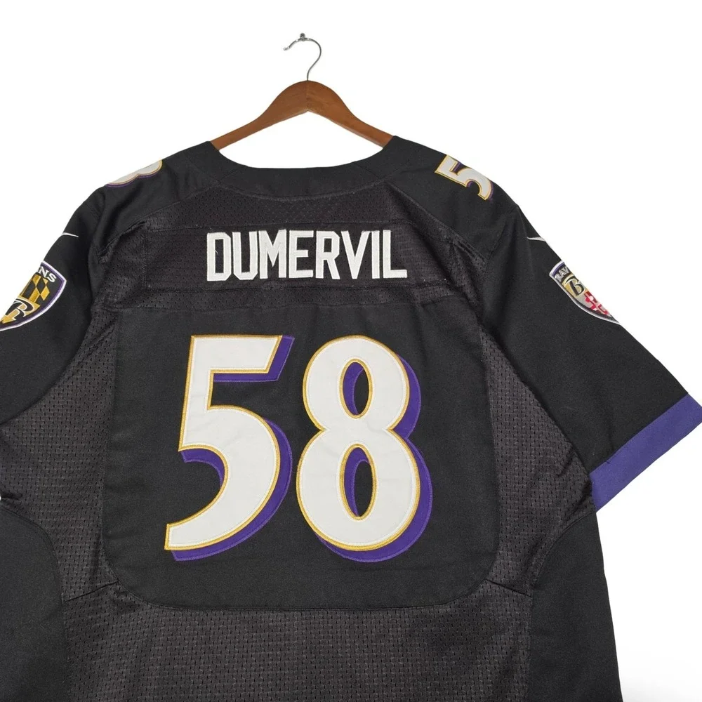 Nike Baltimore Ravens Elvis Dumervil #58 Black On Field Football Jersey Men's 52
